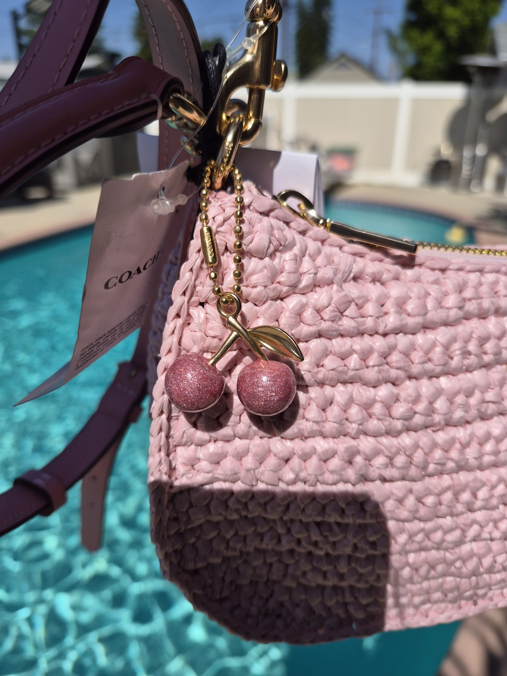 Coach Pink Crochet Mini Shoulder Bag with Pink Strap - Picture 2 of 5